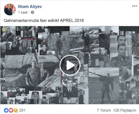Prezident facebook-da Aprel qələbəsi ilə bağlı videoçarx paylaşdı - Video