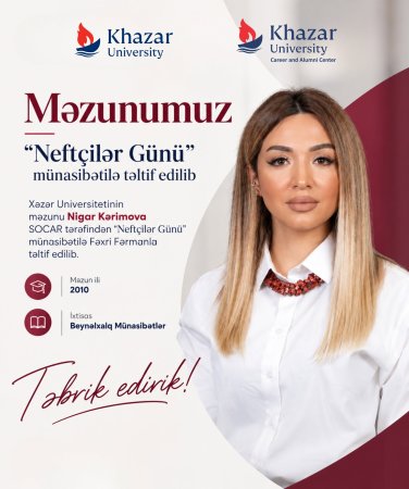 Məzunumuz “Neftçilər Günü” münasibətilə təltif edilib